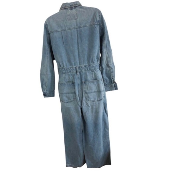 Lee's union-alls distressed blue jeans Cover-alls long sleeve collared jumpsuit - Picture 7 of 9